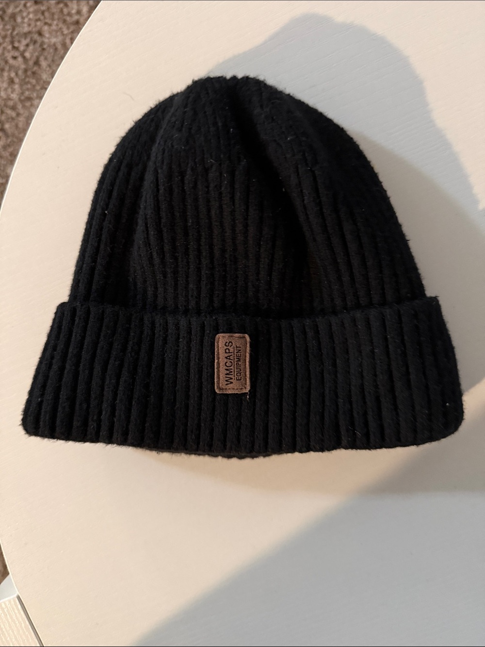Black Ribbed Knit Beanie - Men's Winter Hat